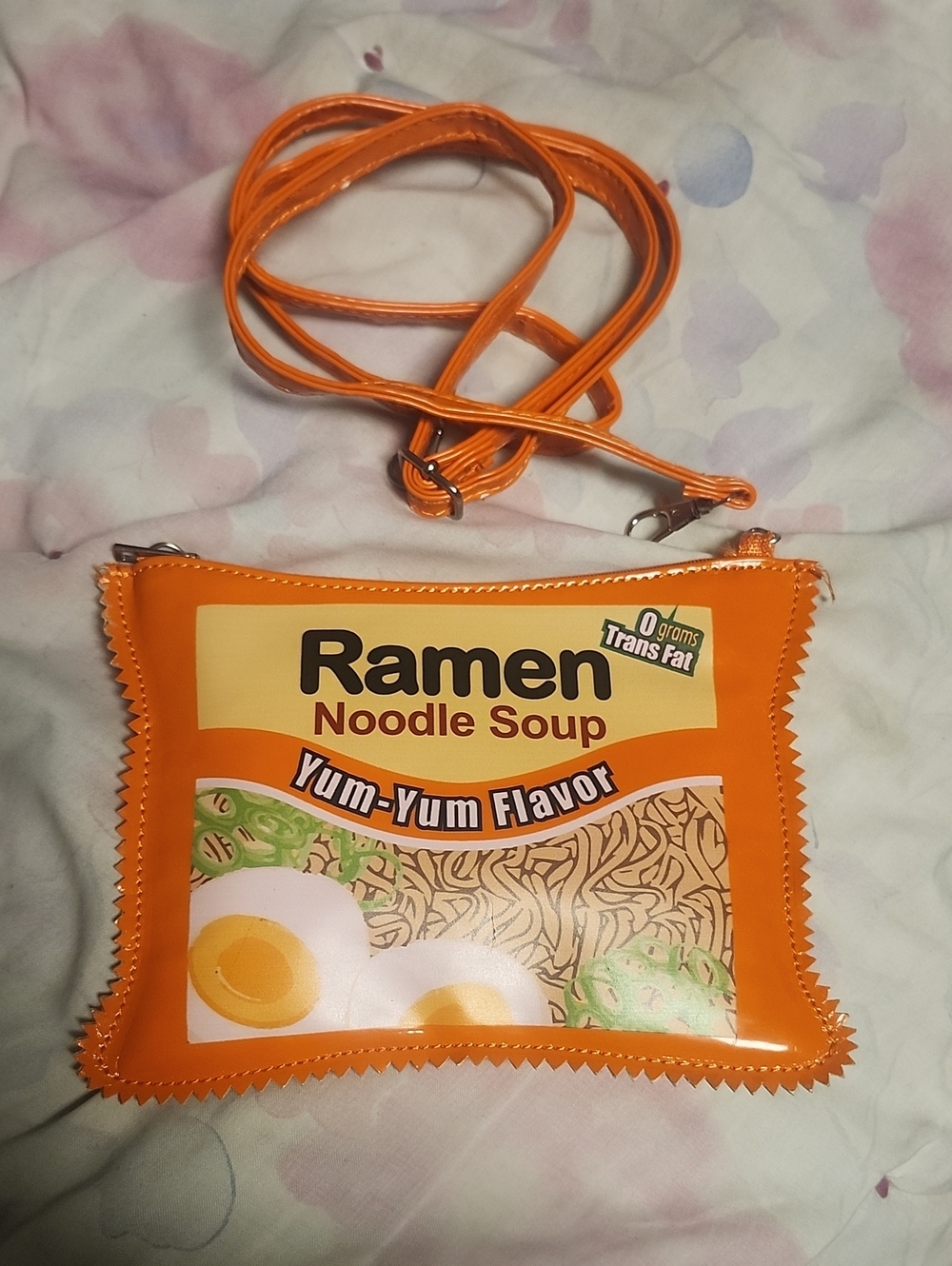 Novelty Orange Ramen Noodle Soup Crossbody Bag